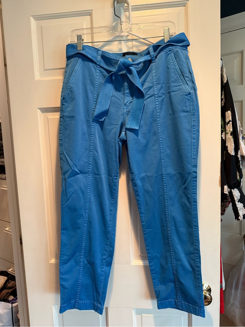 White House Black Market Blue High-Rise Straight Crop Pants - Picture 2 of 3